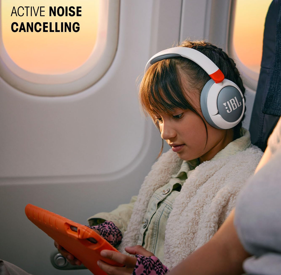 JBL Junior 470NC - Wireless Over-Ear Noise Cancelling Kids Headphones Safe Sound (<85dB), Fit for Kids, Parental Control with Customizable Volume & Playtime and 50Hr Battery Life (White)