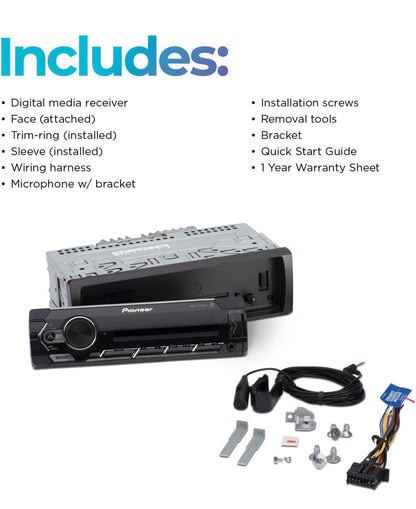 Pioneer MVH-S322BT Bluetooth-motorstereo met USB-/AUX-insette, slimfoonverbinding, Pioneer Smart Sync en handvrye oproepe vir ’n verbeterde klankervaring in die motor