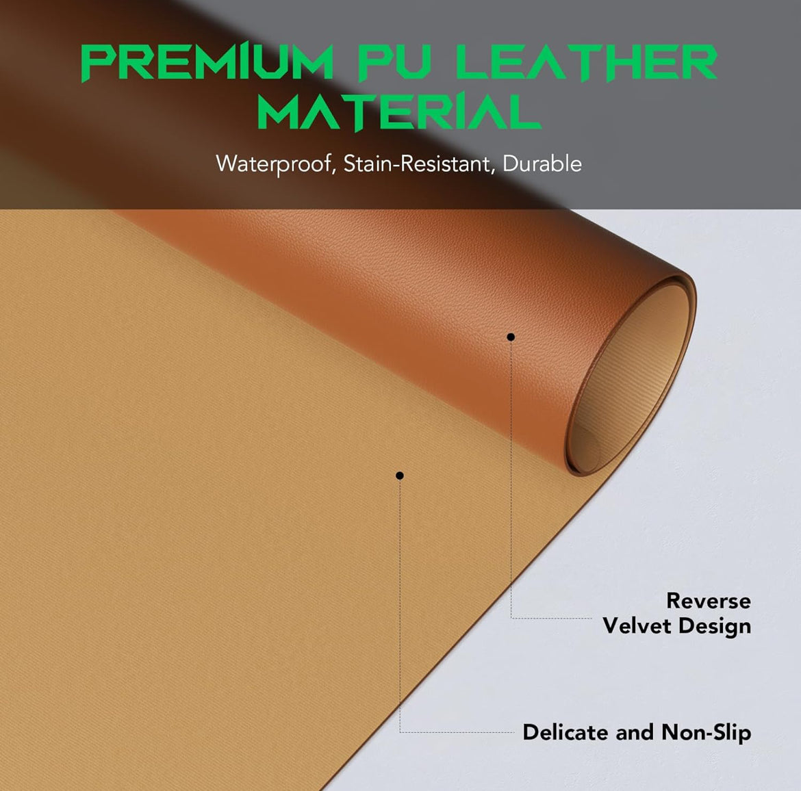 Black Shark Leather Desk Pad Protector, Office Desk Mat, Large Mouse Pad - Manta P10 Brown