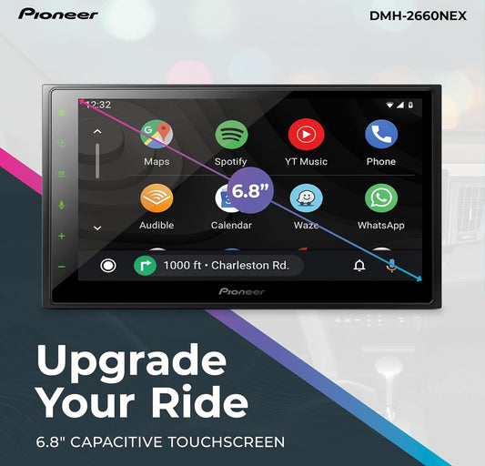 Pioneer 6.8" Capacitive Touchscreen Double Din Car Stereo Digital Multimedia Receiver, Wired Apple CarPlay & Android Auto, Amazon Alexa, Bluetooth, Backup Cam, HD Radio, Hi-Volt RCA