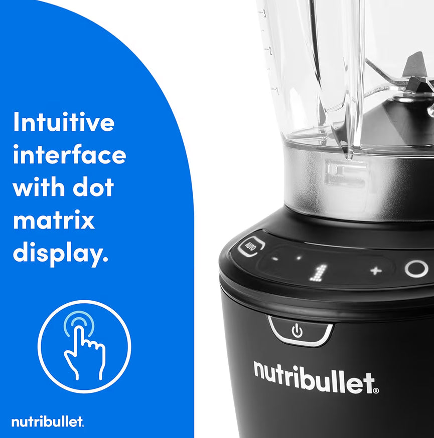 Nutribullet SmartSense Blenderkombinasie, 1400W, 64oz-beker, 32oz- en 24oz-koppies, 5-spoed - Matswart