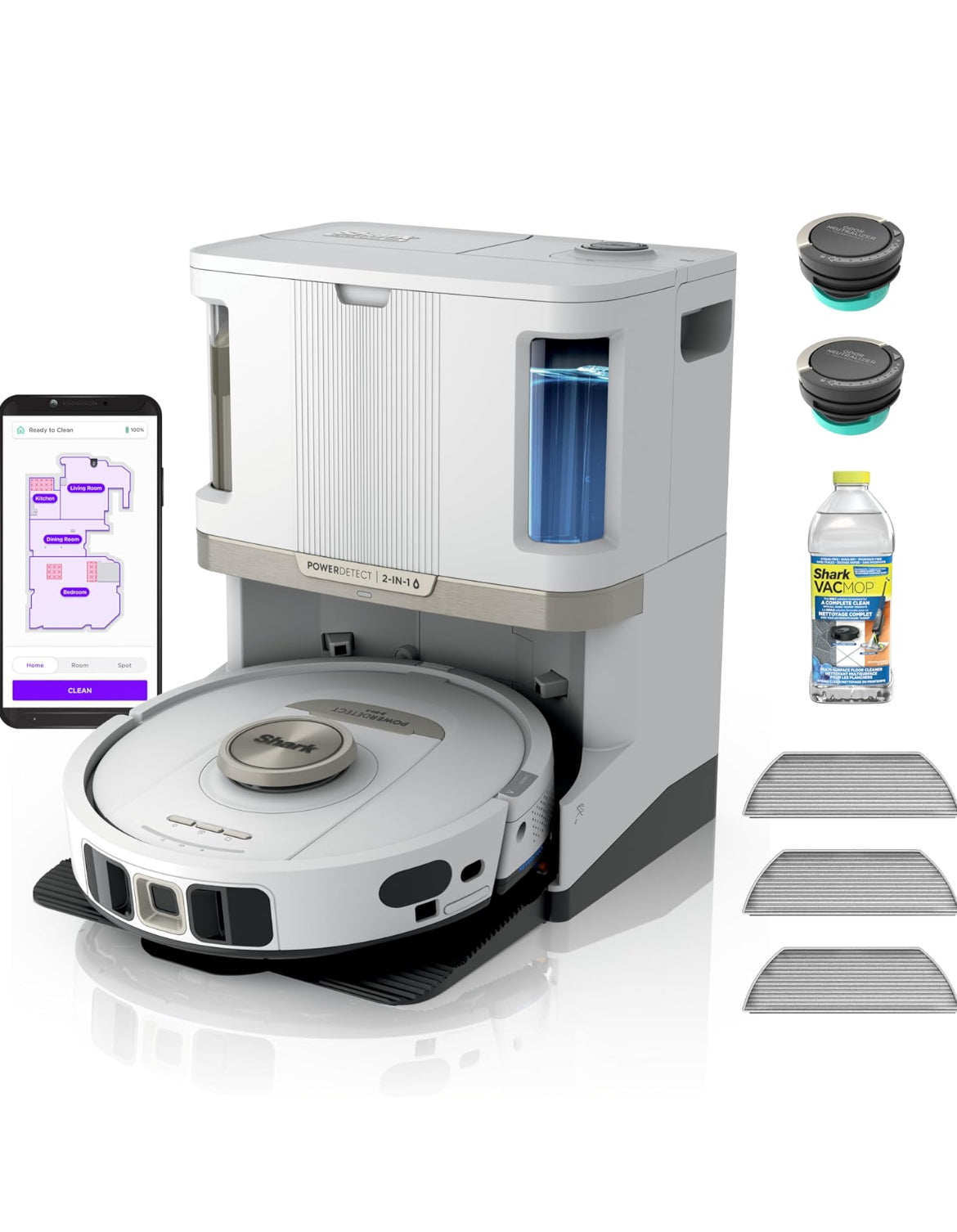 Shark Robot Vacuum & Mop Combo, PowerDetect NeverTouch Pro, Self-Emptying - NEW