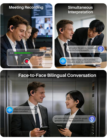 Open Ear Earbuds Bluetooth, AI Translation w/ Real-Time 100+ Languages Translation - Black