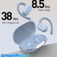 OpenWear Open Ear Headphones, Adjustable Ear Hooks, Ultra Comfort, Bass Bluetooth Headphones 5.4 with Smart Digital Display (Blue)
