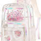 Clear Backpack for Girls Women Transparent Kids Elementary College School Bag Travel Laptop Backpacks Large Bookbags (Off-white)