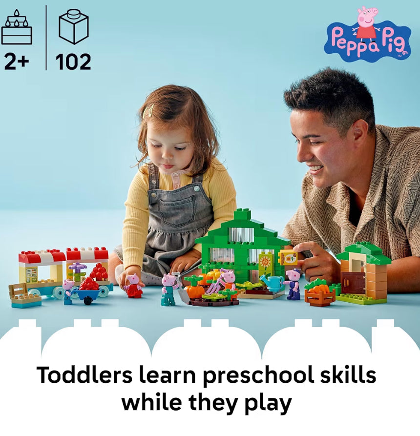 LEGO DUPLO Peppa Pig Pappa Vark se Tuin en Kweekhuis - Peppa Pig Speelding Sluit 5 Karakters in