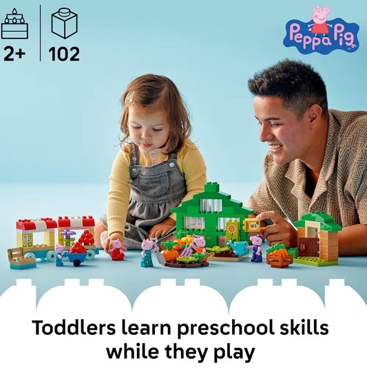 LEGO DUPLO Peppa Pig Grandpa Pig’s Garden and Greenhouse - Peppa Pig Toy 5 Characters Included