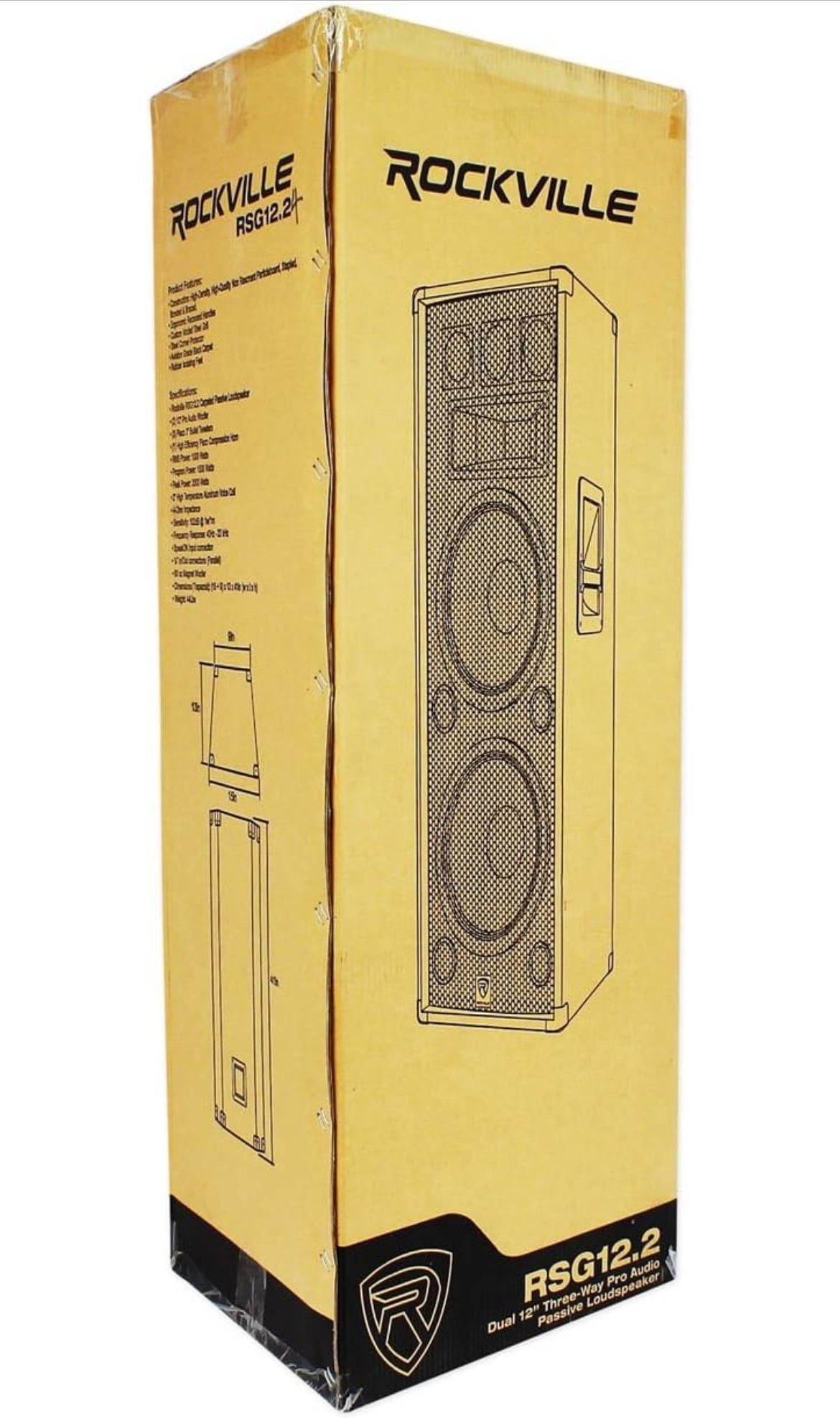 Rockville RSG12.2 Dual 12” 2000 Watt 3-Way 4-Ohm Passive DJ/Pro Audio PA Speaker