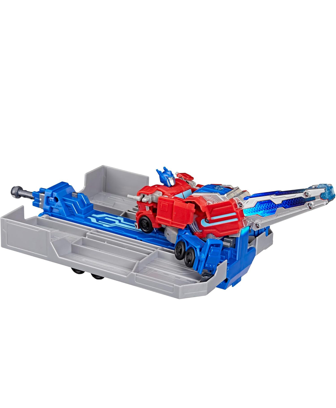 TRANSFORMERS EarthSpark Optimus Prime Battle Trailer Playset with Action Figure, Lights and Sounds, Electronic Truck Toys for Kids 6 and Up