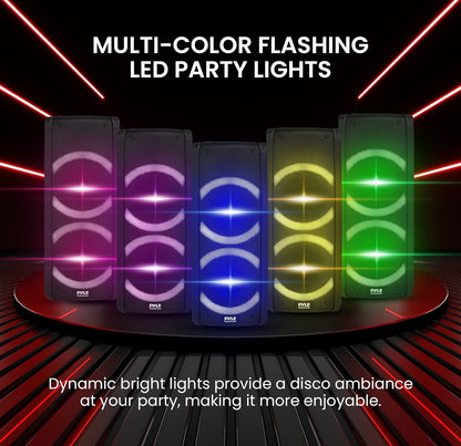 Draagbare Bluetooth PA-luidspreker - 240W Dubbele 6.5" Herlaaibare Binne/Buite BT Karaoke-klankstelsel - TWS, Partytjieligte, LED-skerm, FM/AUX/MP3/USB/SD, 6.5mm-invoer, Handvatsel - Draadlose Mikrofoon, Afstandbeheer