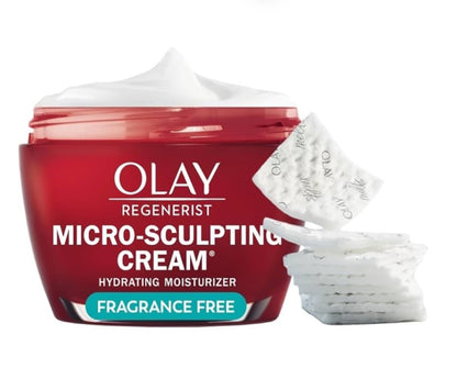 Olay Gesigbevogtiger, Regenerist Micro-Sculpting Room Velversorging (1.7 oz) & Proefgrootte Vitamien C-Reinigingsmelts, Watergeaktiveerde Gesigwas (12 ct)
