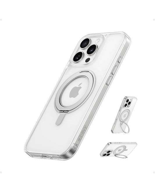 Anker Ultra Magnetic for iPhone Case with Sturdy 360° Ring Stand- (for iPhone 16 Pro Max, Clear)