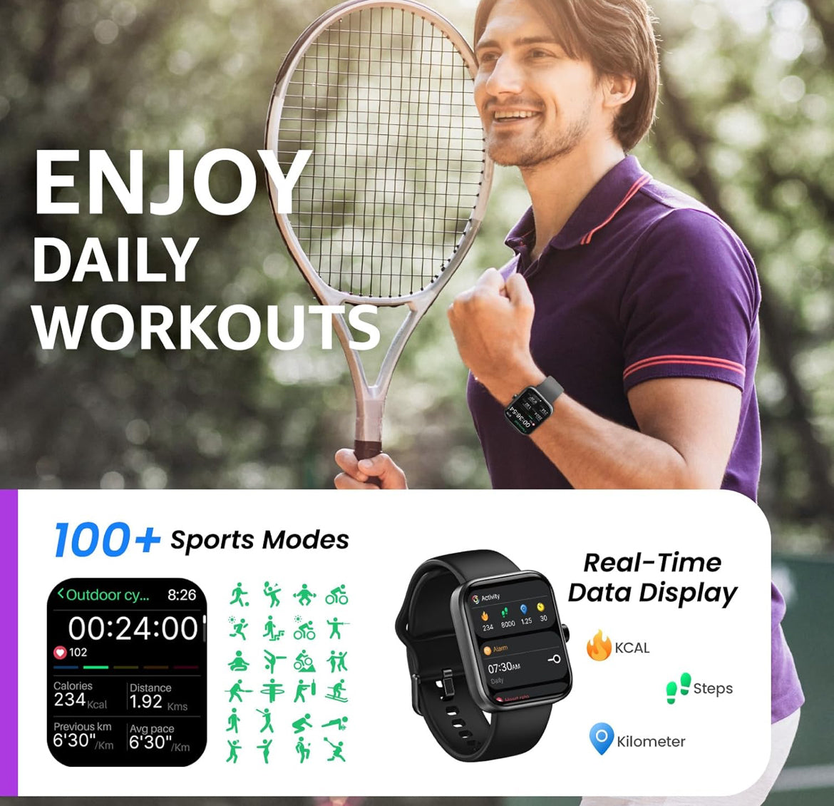 S3 Smart Watch for Men & Women, 1.83" HD Touchscreen, Bluetooth,IP68 Waterproof, Compatible with iOS & Android