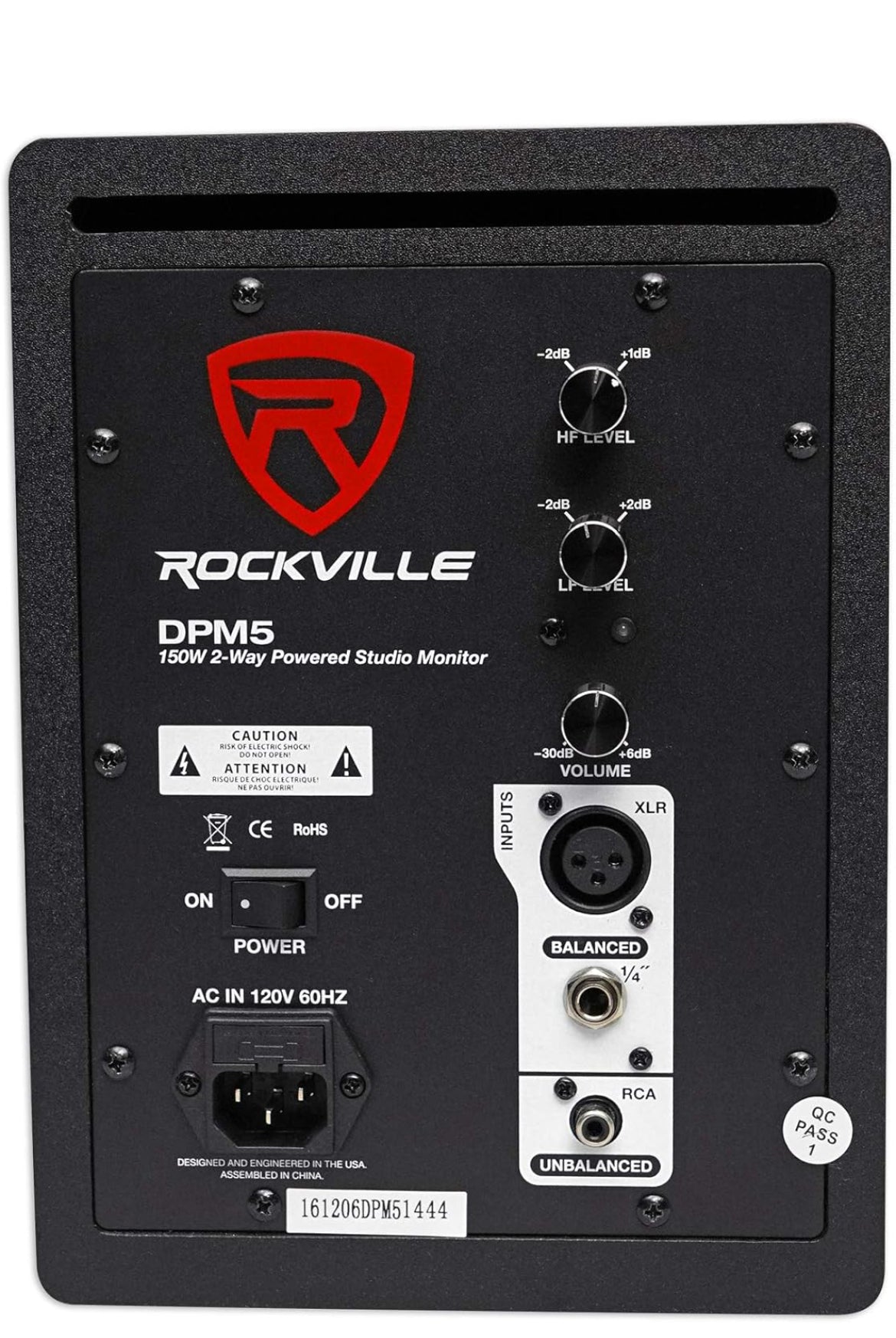 Rockville 2-Way 150W White Active/Powered Studio Monitor Speaker, 5.25" (DPM5W)