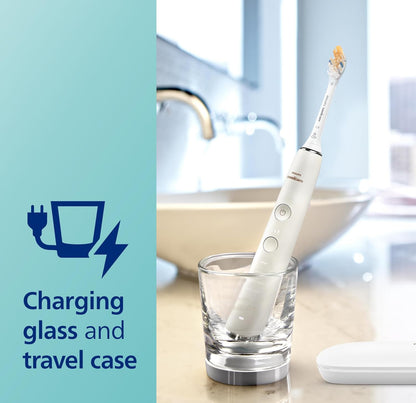 Philips Sonicare DiamondClean Smart 9300 Elektriese Tandeborsel, Soniese Tandeborsel met Toepassing, Druksensor, Borselkopbespeuring, 4 Borselmodusse en 3 Intensiteitsvlakke - Wit, Model HX9903/05