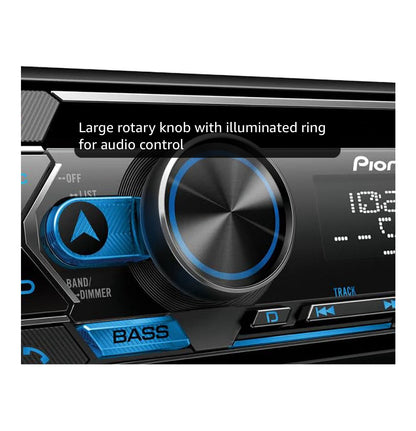 Pioneer Single Din CD Car Stereo with Bluetooth, USB/AUX. HD Radio CD Receiver, SiriusXM, Color Change, FLAC, AM/FM, Detachable Face, 13-Band EQ, 50W x 4, Voice Control, Hi-Volt RCA Preouts