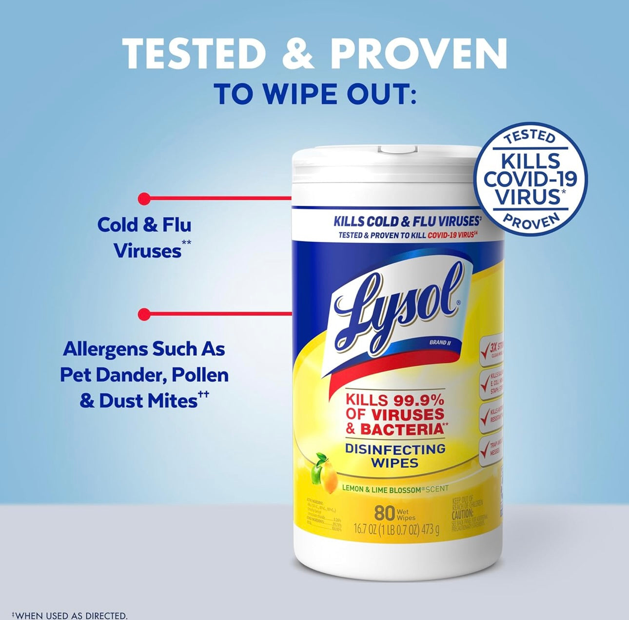 Lysol Ontsmettingsdoeke, Veeldoelige Antibakteriese Skoonmaakdoeke, Vir Ontsmetting en Skoonmaak, Suurlemoen en Lemmetjiebloeisel, Pak van 4 (Verpakking kan verskil)