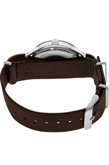 SEIKO Mans Groen Horlosieplaat Bruin Leerband Outomatiese Horlosie