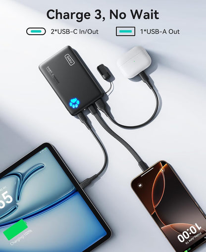 INIU Draagbare Laaier, Ligste 10000mAh 45W PD Kragbank, USB C in&uit Vinniglaai Battery Pak, Eksterne Foon Kragbank Versoenbaar met iPhone 16 15 14 13 Samsung S22 S21 Google iPad ens