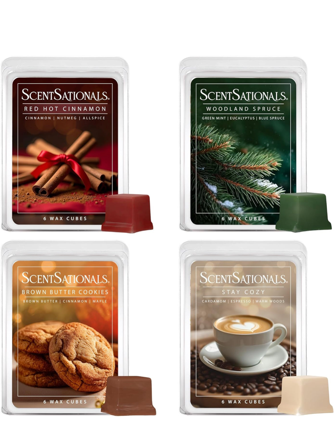 Scentsationals Christmas Wax Melts Holiday Favorites 4pk – Long Lasting, Strong Scent Melts for Warmers - 10oz (Pack of 4)