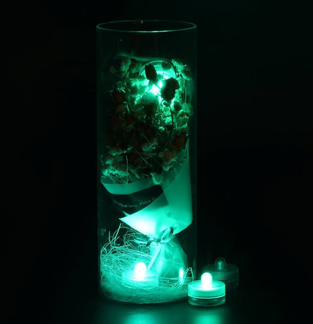 Halloween Lights Submersible LED Lights cr2032 Battery Powered Underwater Waterproof LED Tea Light for Events Wedding Centerpieces Vase Floral Xmas Holidays Home Decor Lighting(Pack of 12) (Teal)
