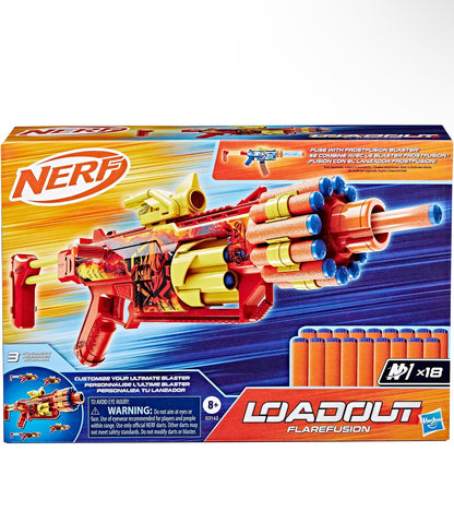Nerf Loadout FlareFusion Blaster, 3 Interchangeable Attachment Accessories, 18 Nerf N1 Darts, Kids Toys & Gifts, Ages 8+