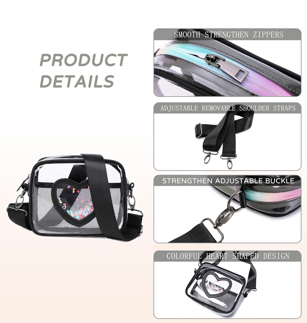 Clear Crossbody Bag for Women Girls Kids Purse Toddlers Shoulder Messenger Handbags Transparent Bags Wallet Pouch