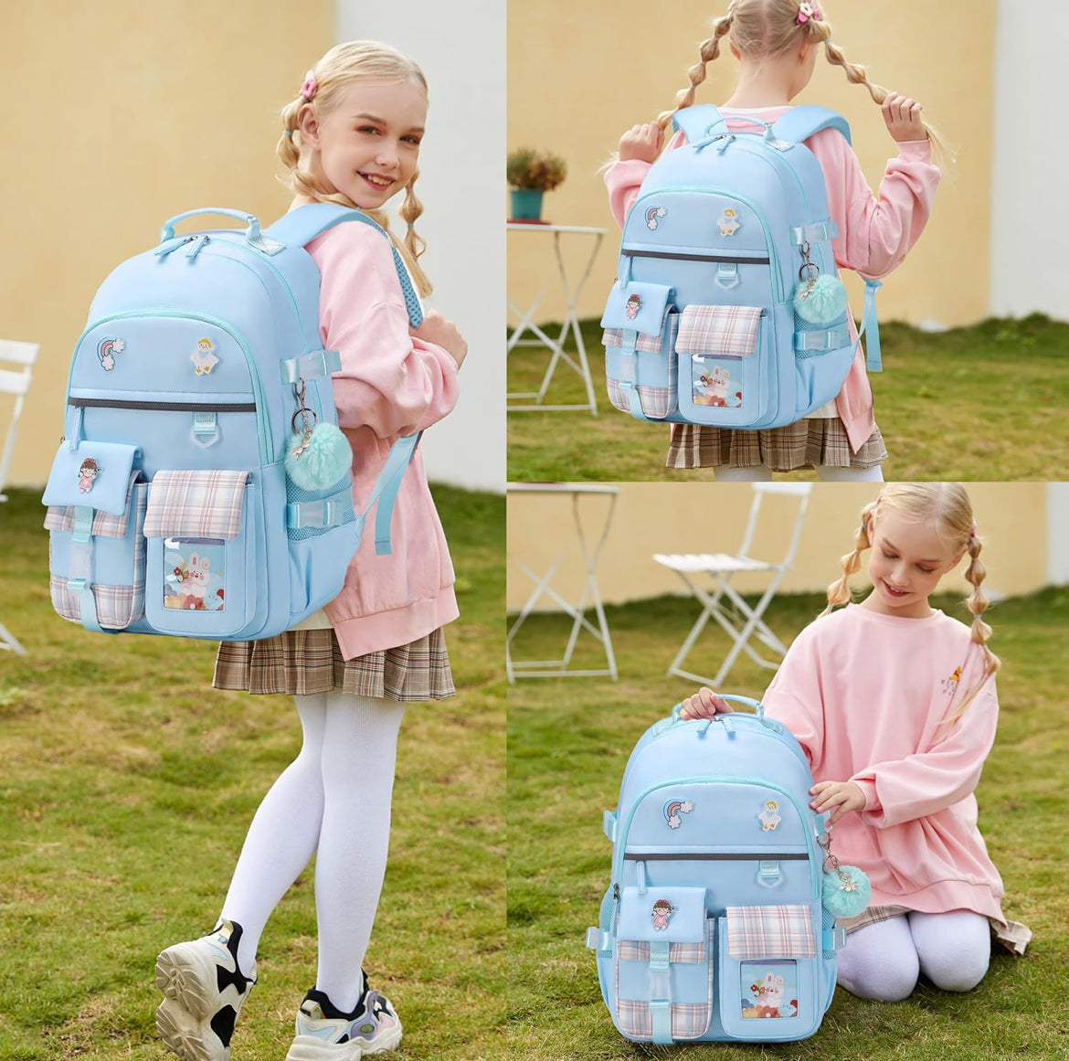 Backpack for Girls, 15.6 Inch Laptop School Bag Kids Kindergarten Elementary College Backpacks Large Bookbags for Teen Girl Women Students Casual Travel Daypacks (Blue)
