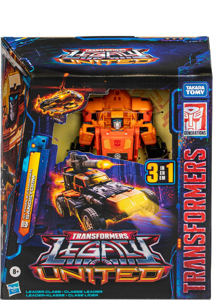 Transformers Legacy United Leader Class G1 Triple Changer Sandstorm, 7.5-duim Omskepbare Aksiefiguur, 8+ Jaar
