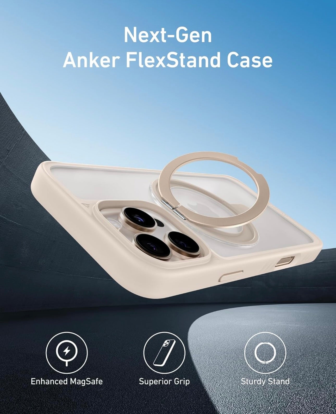 Anker Ultra Magnetic for iPhone Case with Sturdy 360° Ring Stand (Caramel)