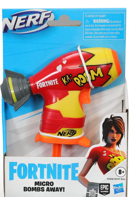 Nerf Fortnite Micro Bombs Away! Mini Dart-Firing Blaster - Fortnite Bombs Away! Glider - Includes 2 Nerf Elite Darts