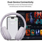 HT3 Hybrid Noise Cancelling Headphones, 90H Battery Life Over Ear Bluetooth 6.0 Foldable Headset, AI Voice Assistant - Light Purple