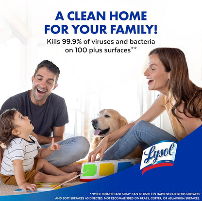 Lysol Ontsmettingssproei, Noodsaaklike Huishoudelike Skoonmaakbenodigdhede, Veeldoelige Kamersproei, Antibakteriese en Ontsmettingssproei, Stoffeerwerk Ontgeurder, Huis en Badkamer, Crisp Linen, 370ml (pak van 1)