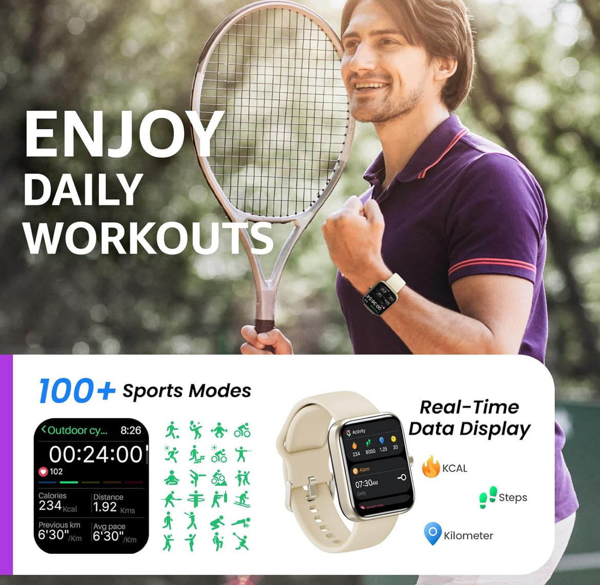 2025 New Upgraded Smart Watch for iPhone & Android, 1.83" Fitness Tracker Bluetooth, IP68 Waterproof Sleep Monitor - Gold