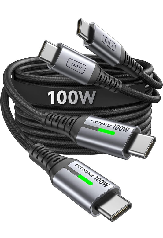 INIU USB-C na USB-C Kabel, [1m, 2-pak] Tipe C Laaikabel vir iPhone 16 15 Pro Max Samsung Galaxy S23 S22 S21 Note 10 MacBook iPad en Meer