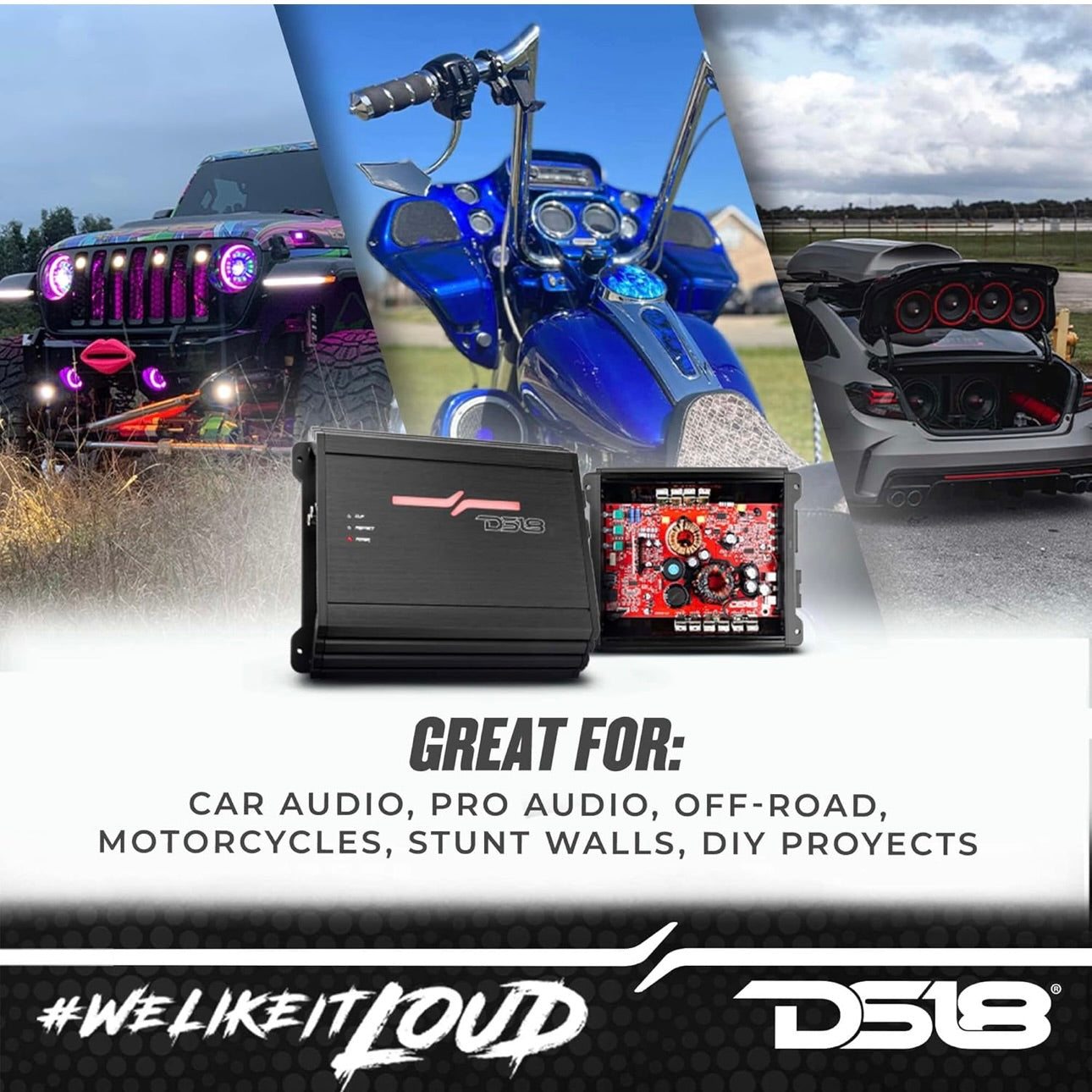 DS18 ZR500.1D Car Amplifier Class D Monoblock Amp with Remote Sub - New