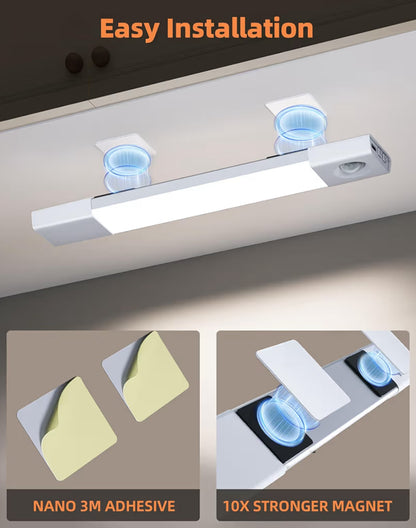3 Pack 7” Motion Sensor Light Indoor, Wireless Under Lighting, 30 LED Rechargeable Lights, Dimmable, 3 Color Temperatures