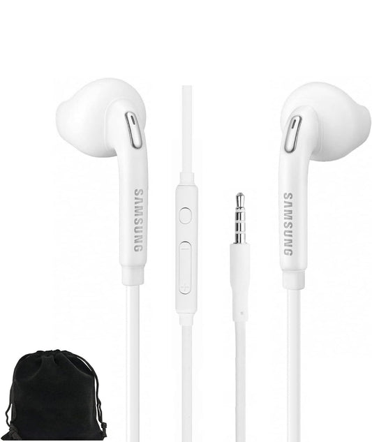 SAMSUNG Bedrade Oorfone Oorspronklike 3.5mm in-Oor-koptelefoon Galaxy Mikrofoon & Volume-afstandsbediening - Sluit Swart Fluweel Drasak in - Wit