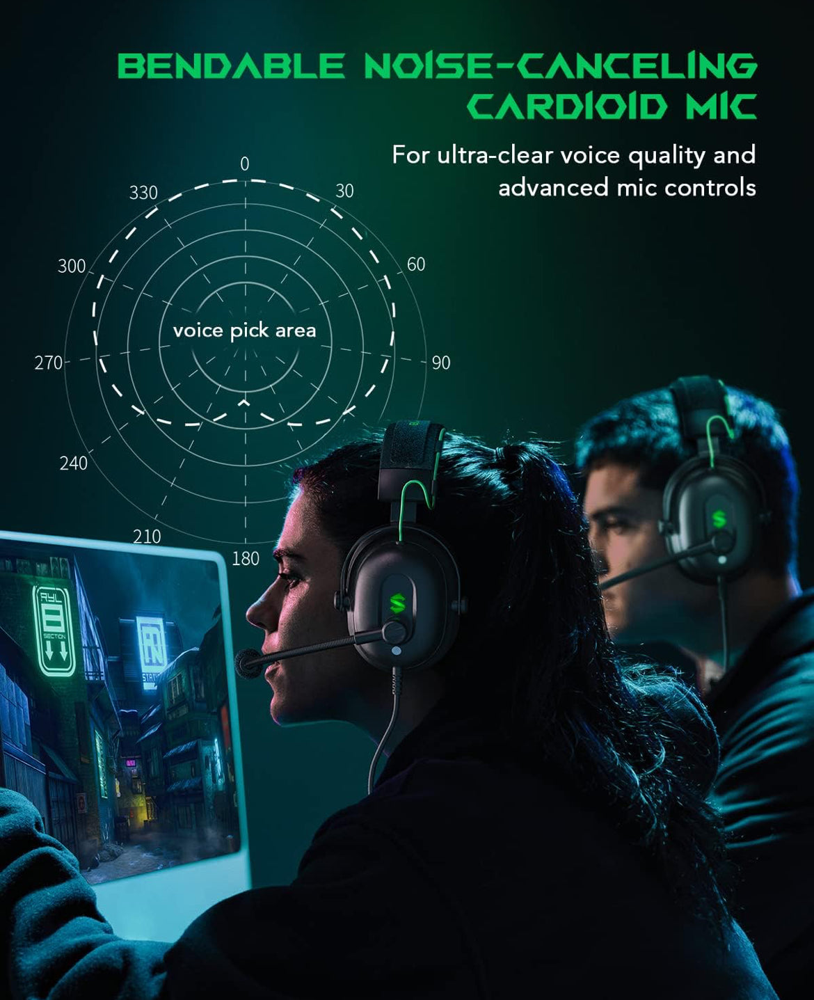 Black Shark Gaming Headset with Noise Canceling Over-Ear Headphones - NEW