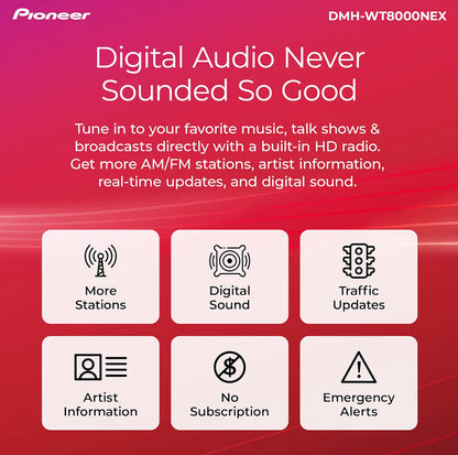 Pioneer DMH-WT8000NEX 10.1" Touchscreen Single Din Dolby Atmos Car Stereo
Digital Multimedia Receiver, Wireless Apple CarPlay & Android Auto, Wifi, Bluetooth, HD Radio, Rear Camera Inputs