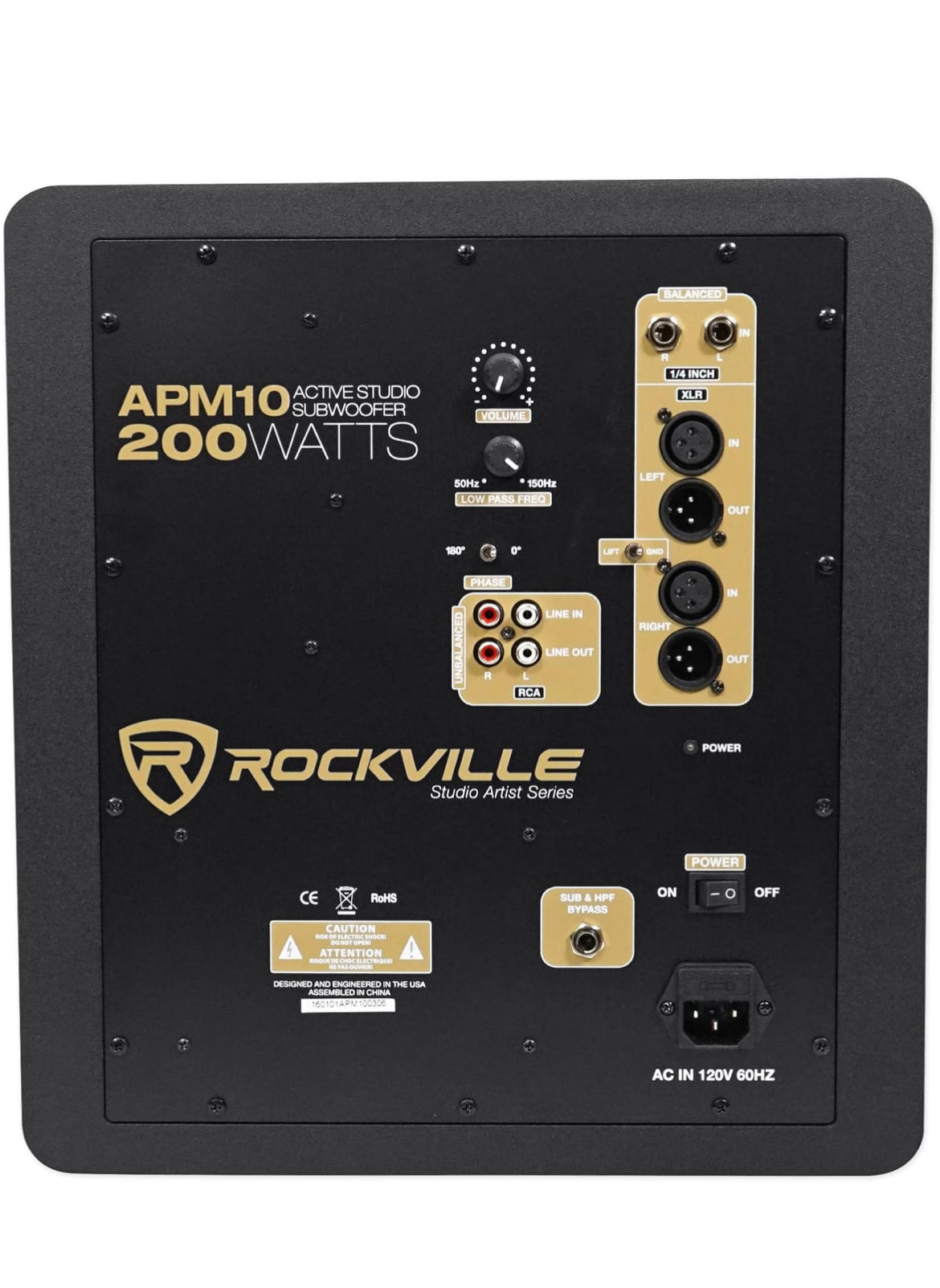 Rockville APM10B 10" 400 Watt Powered Studio Subwoofer Pro Sub + Acoustic Riser