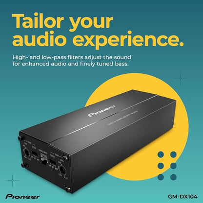 Pioneer GM-DX104 4-Kanaal Klas D Brugbare Motorversterker – 400W Maksimum Drywing, 45W RMS