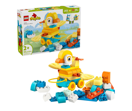 LEGO DUPLO Town 3 in 1 Animals on Wheels Building - Learning Play Set for Sensory Skills Practice