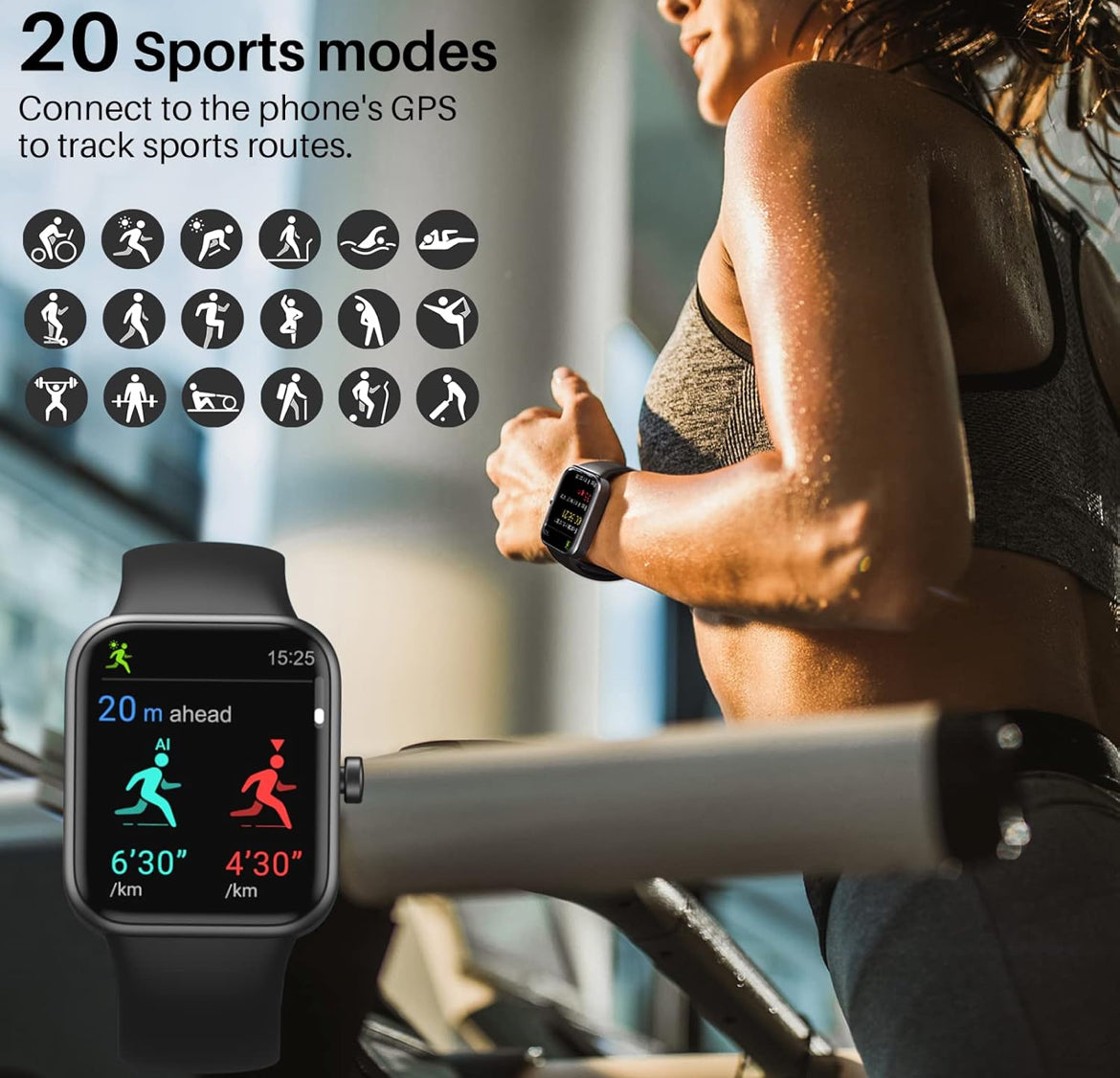 S2 1.69" Smart Watch Alexa Built-in Fitness Tracker w/ Heart Rate and Blood Oxygen Monitor, Sleep Monitor Waterproof