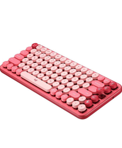Logitech POP Meganiese Draadlose Sleutelbord met Aanpasbare Emoji-sleutels, Duursame Kompakte Ontwerp, Bluetooth- of USB-verbinding, Multi-toestel, OS-versoenbaar - Heartbreaker Rose