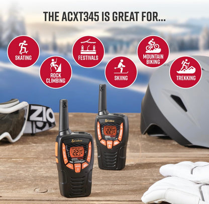 Cobra ACXT345 Weerbestande Radios - Herlaaibaar, 22 Kanale, Langafstand 25 Myl Tweerigting Radiostel (2-pak)