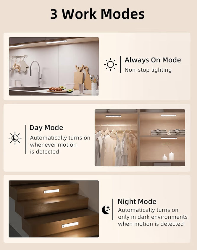 6-Pack Under Cabinet Lighting w/ Charging Station, 2000mAh Rechargeable Wireless Motion Sensor Lights, 3 Color Temps, Dimmable/Timer