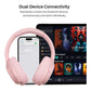 HT3 Hybrid Noise Cancelling Headphones, 90H Battery Life Over Ear Bluetooth 6.0 Foldable Headset, AI Voice Assistant - Pink