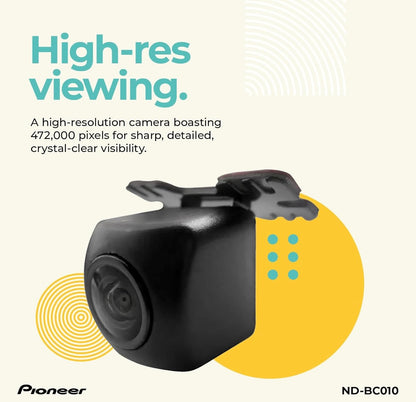 Pioneer ND-BC010 Agteruitry-kamera - Universele Tru-kamera, 155 Grade Wyehoek-uitsig, Hoëresolusiebeelde, Duidelike Nagvisie, Buigsame Installasie, Versoenbaar met Pioneer in-Dash-ontvangers