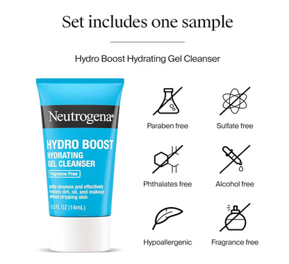 Neutrogena Hydro Boost Water Cream 72 uur-hidrasie-gesigbevogtiger (1.7 oz) & Proefgrootte Hydro Boost-hidrerende jelreiniger (0.5 fl oz)